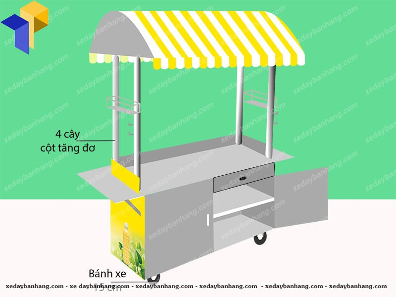 xe bán nước sâm băng inox