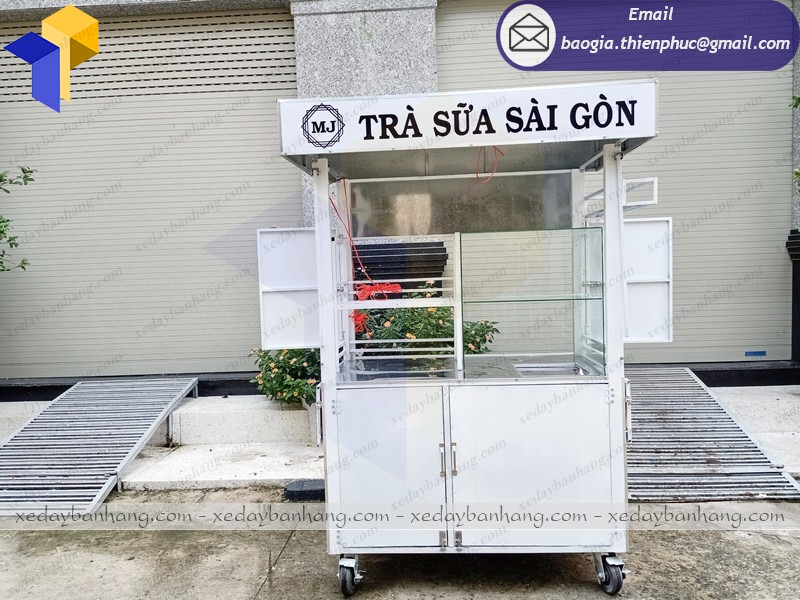 xe trà sữa đèn led vàng bóng