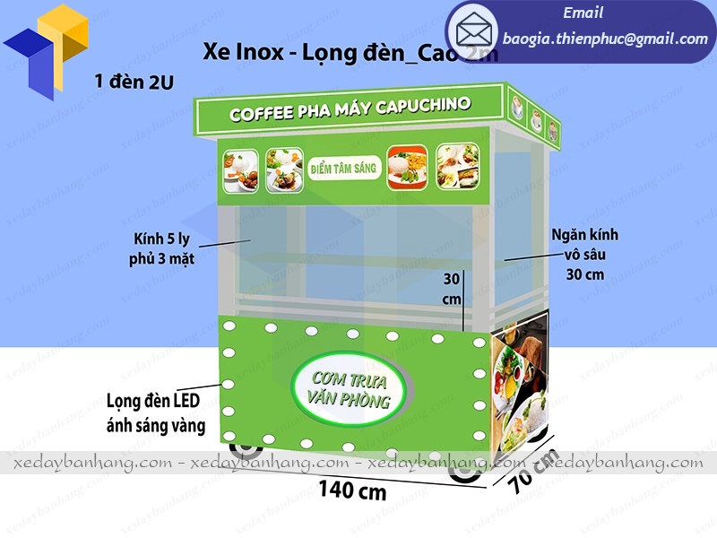 thiết kế xe inox bán cơm