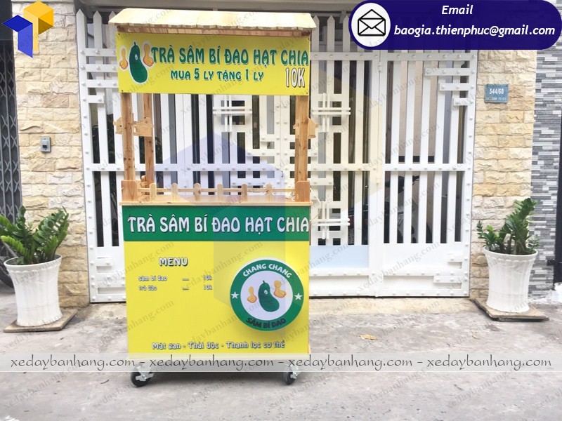 thiết kế xe gỗ bán nước sâm thu hút