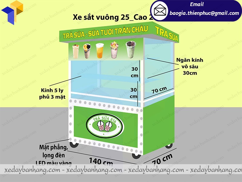 hình thiết kế xe đẩy bán trà sữa