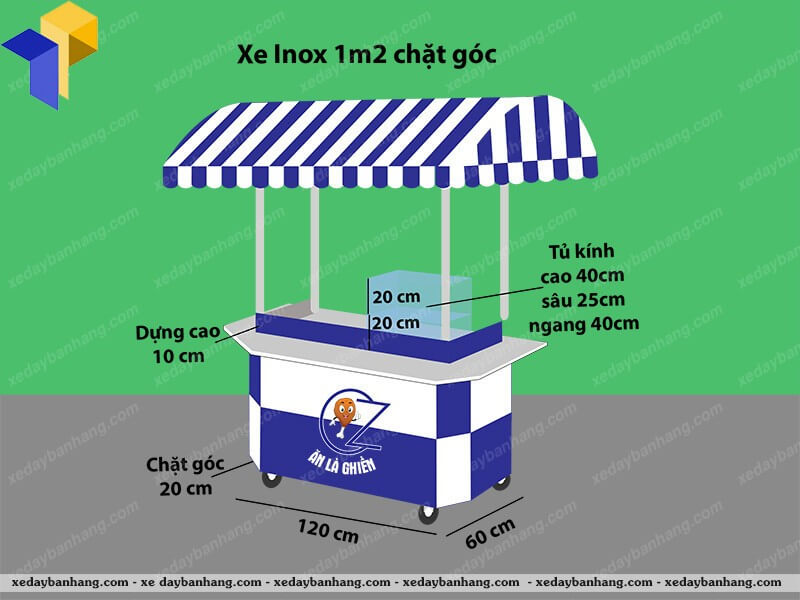 xe bán gà rán bằng inox