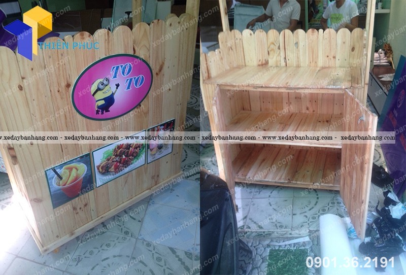 xe tra sua sinh to bang go palet  