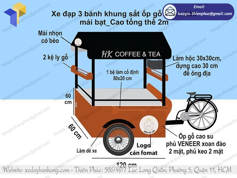 xe xích lô bán cafe di động giá rẻ